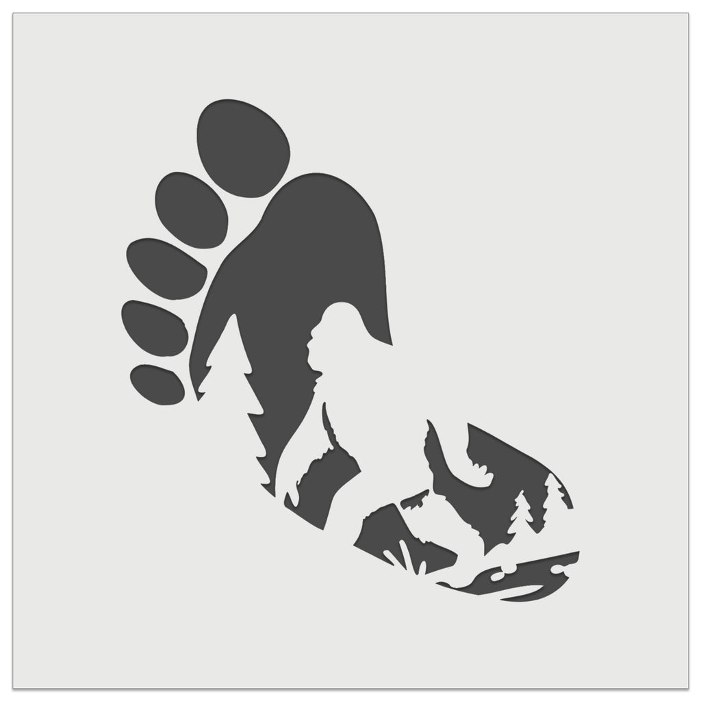 Bigfoot Sasquatch Silhouette in Footprint Wall Cookie DIY Craft Reusable Stencil
