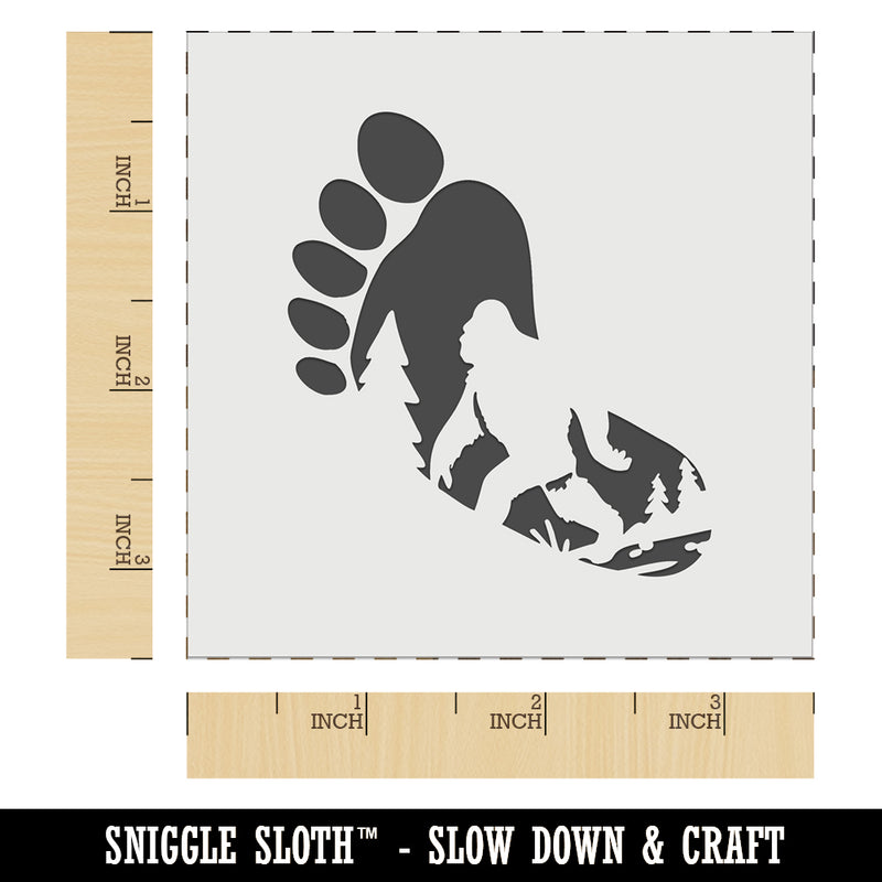 Bigfoot Sasquatch Silhouette in Footprint Wall Cookie DIY Craft Reusable Stencil