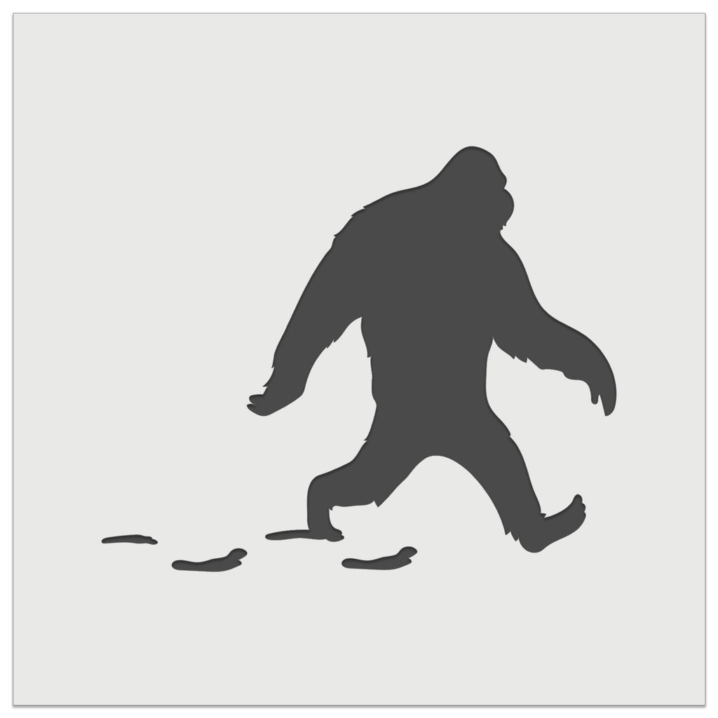 Bigfoot Sasquatch Walking with Footprint Trail Wall Cookie DIY Craft Reusable Stencil