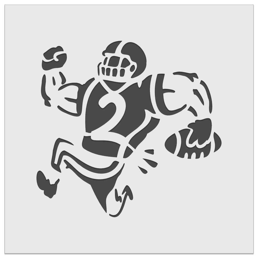 Cartoon American Football Player Running with Ball Wall Cookie DIY Craft Reusable Stencil