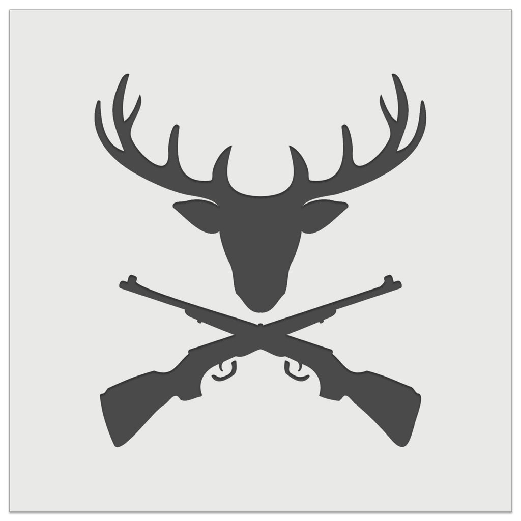 Crossed Hunting Rifles with Deer Head Antlers Wall Cookie DIY Craft Reusable Stencil