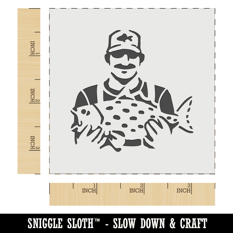 Fisherman Holding Fish Catch Wall Cookie DIY Craft Reusable Stencil