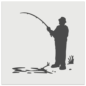 Fisherman with Rod Over Water Wall Cookie DIY Craft Reusable Stencil