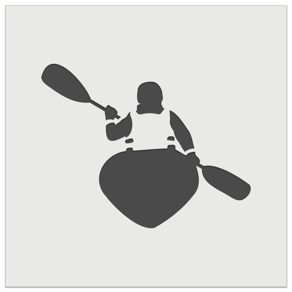 Person Kayaking with Paddle Back Behind View Wall Cookie DIY Craft Reusable Stencil
