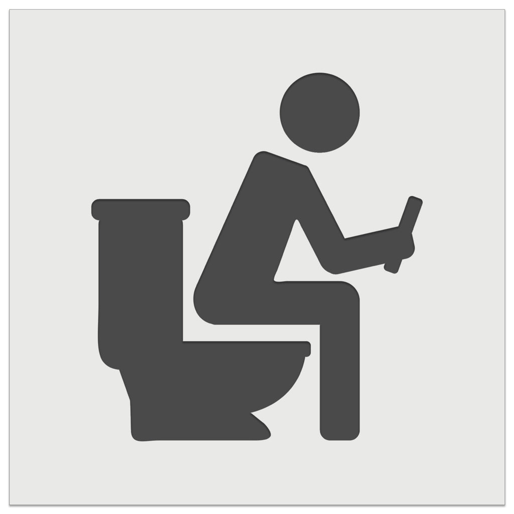 Person Sitting on Toilet with Phone Restroom Pooping Wall Cookie DIY Craft Reusable Stencil
