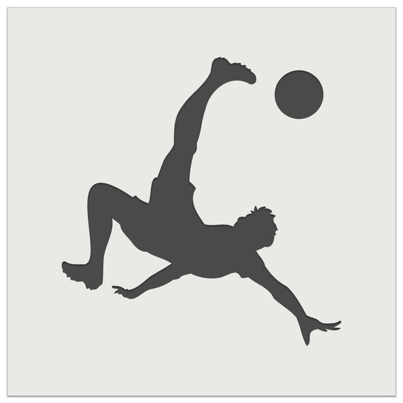 Soccer Player Bicycle Overhead Scissors Kick Ball Association Football Wall Cookie DIY Craft Reusable Stencil