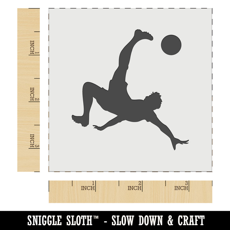 Soccer Player Bicycle Overhead Scissors Kick Ball Association Football Wall Cookie DIY Craft Reusable Stencil