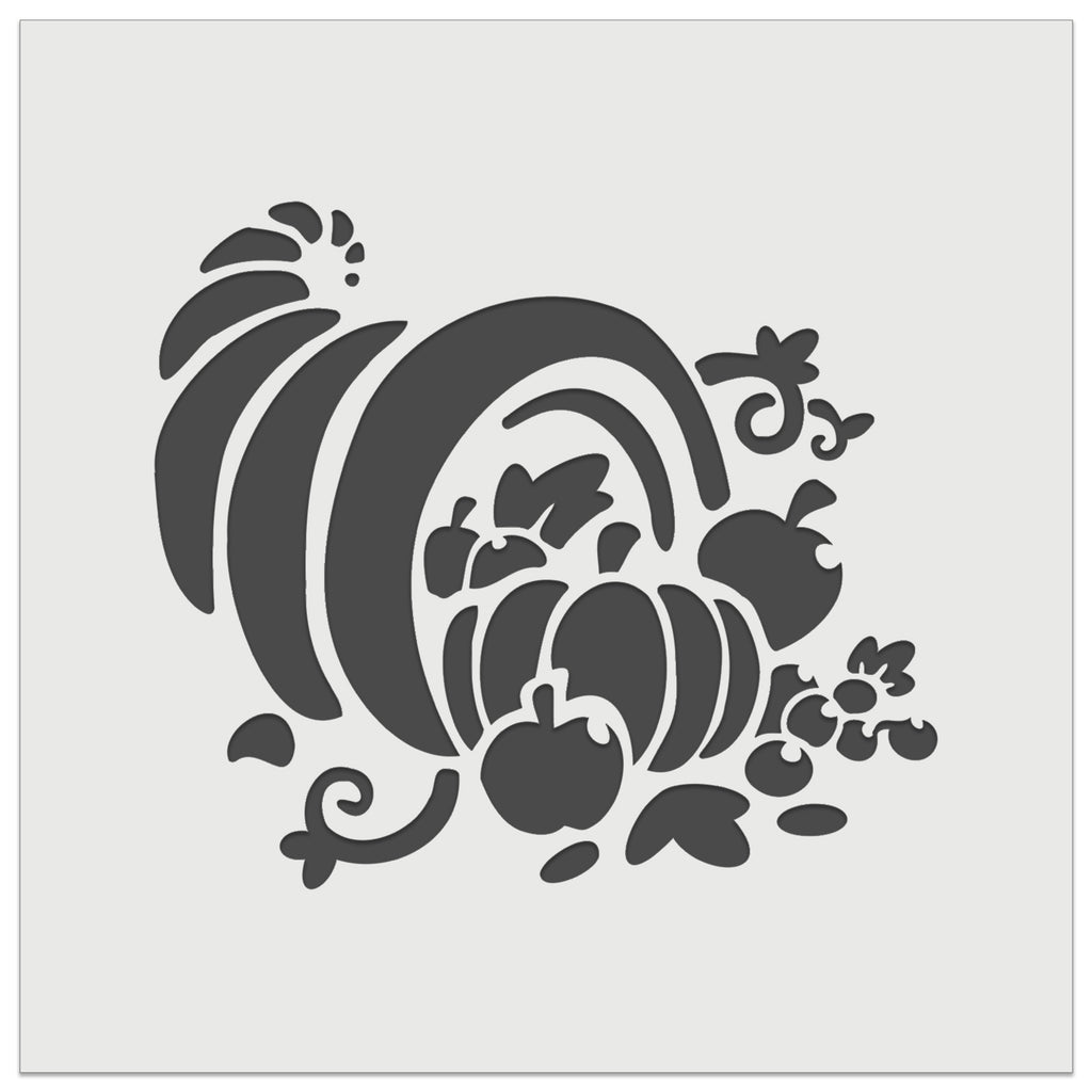 Thanksgiving Holiday Harvest Cornucopia with Apples and Pumpkins Wall Cookie DIY Craft Reusable Stencil