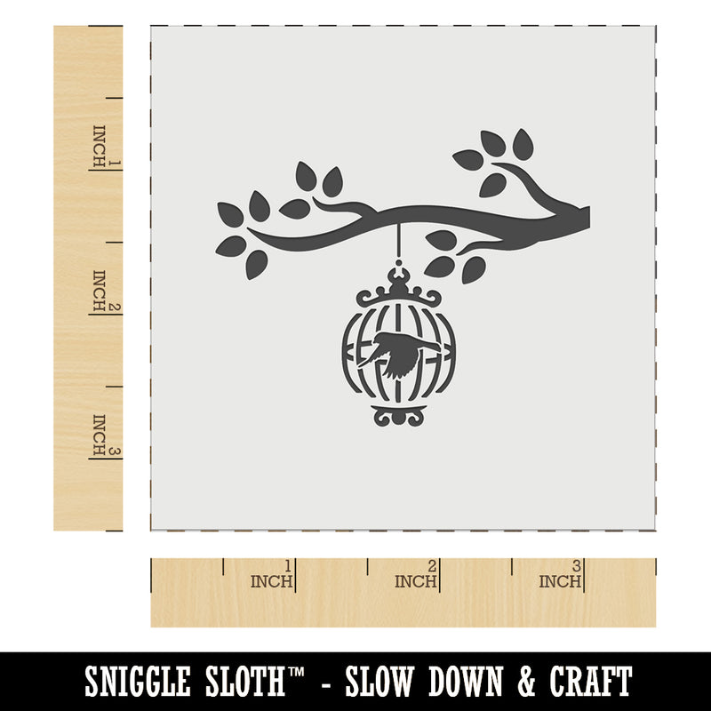 Bird Cage on Tree Branch Wall Cookie DIY Craft Reusable Stencil