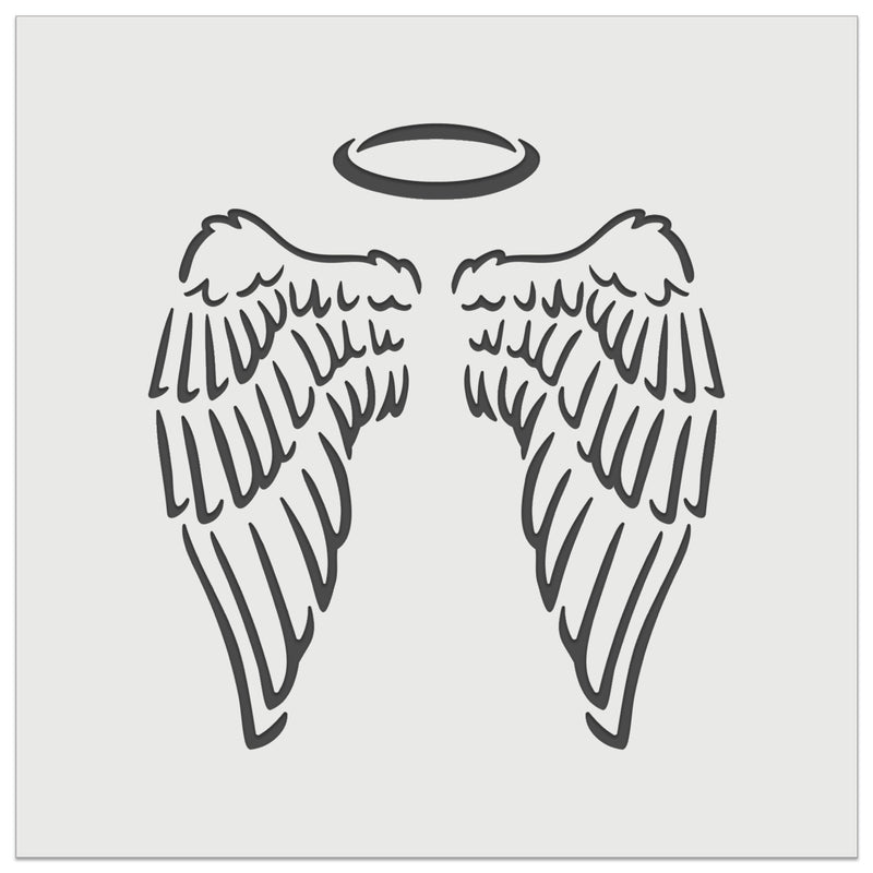 Folded Angel Wings with Halo Feathers Wall Cookie DIY Craft Reusable Stencil