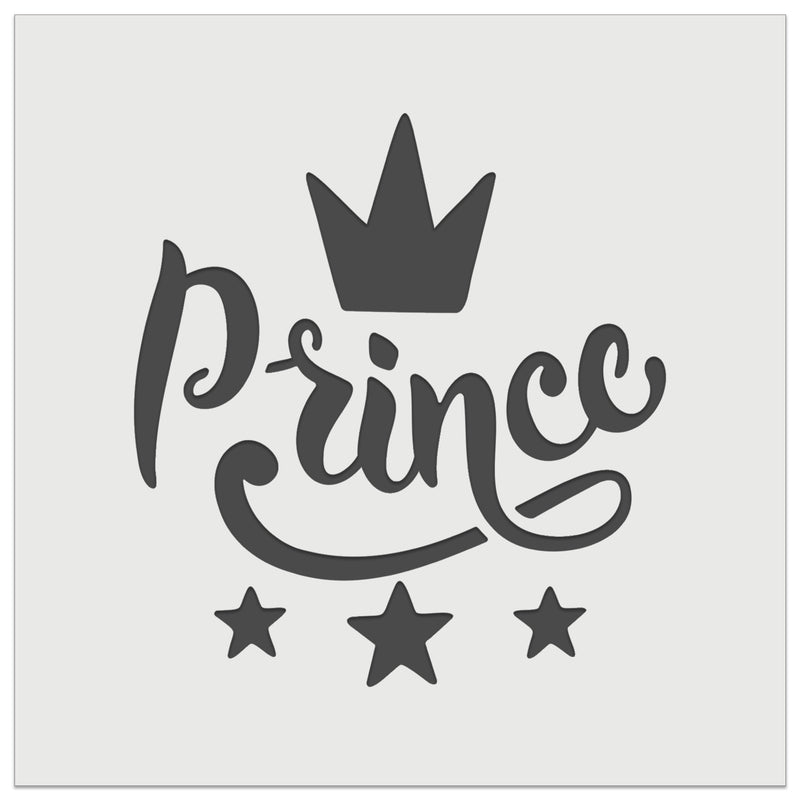 Prince Cursive with Crown and Stars Wall Cookie DIY Craft Reusable Stencil