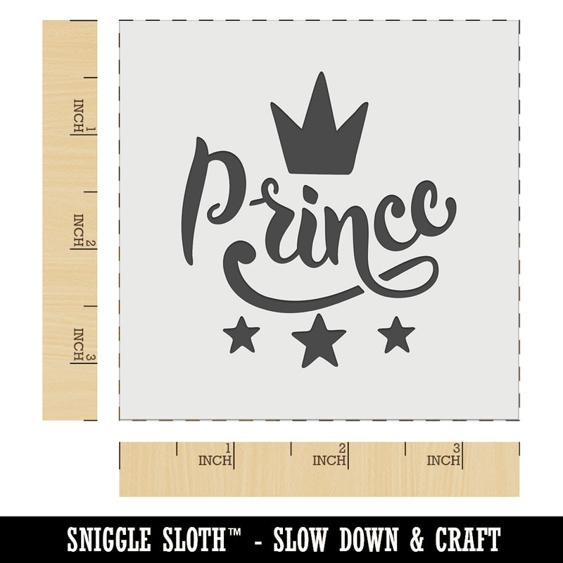 Prince Cursive with Crown and Stars Wall Cookie DIY Craft Reusable Stencil