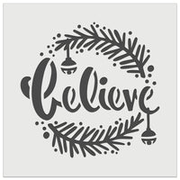 Believe Christmas Holiday Pine Needles and Bells Wall Cookie DIY Craft Reusable Stencil