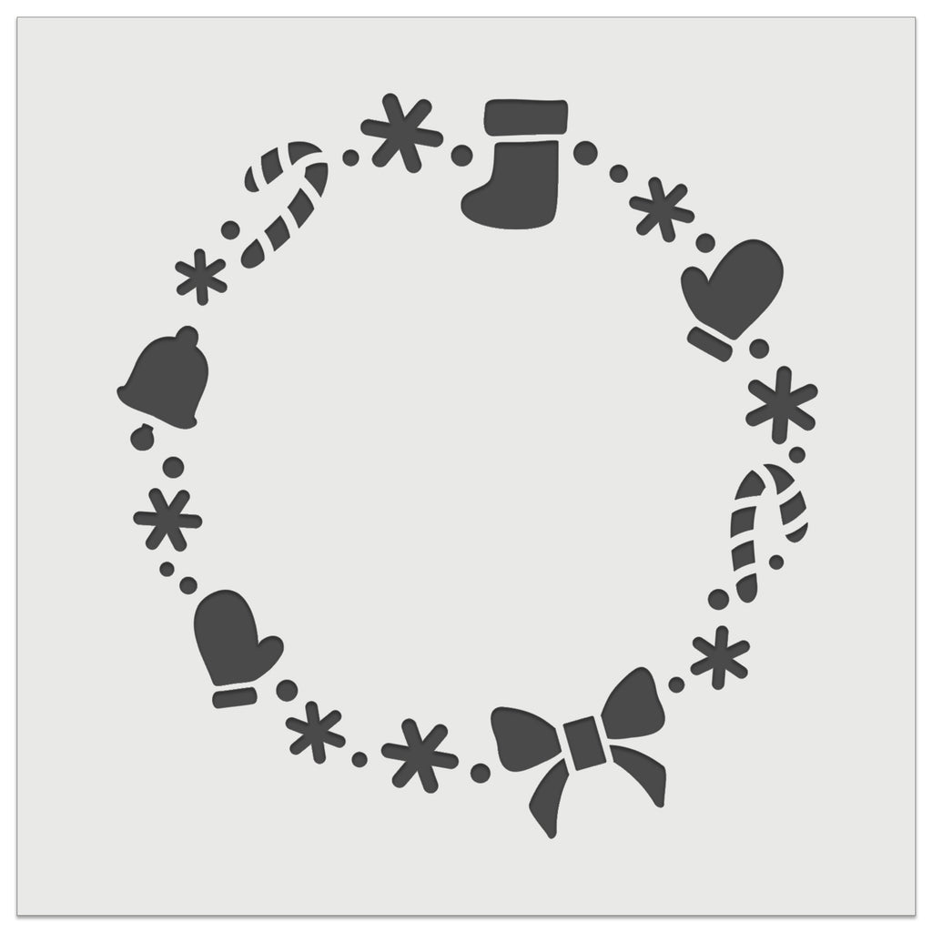 Christmas Holiday Border Wreath Candy Cane Stocking Wall Cookie DIY Craft Reusable Stencil