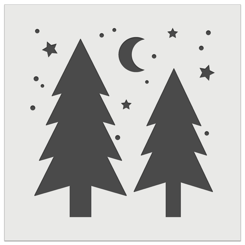 Evergreen Trees Night Sky Wall Cookie DIY Craft Reusable Stencil