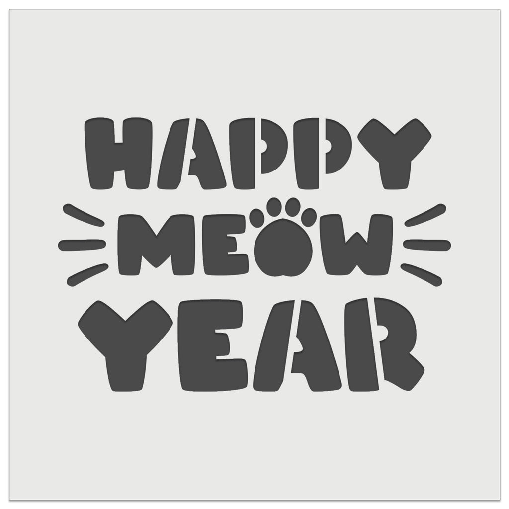 Happy Meow New Year Cat Funny Wall Cookie DIY Craft Reusable Stencil