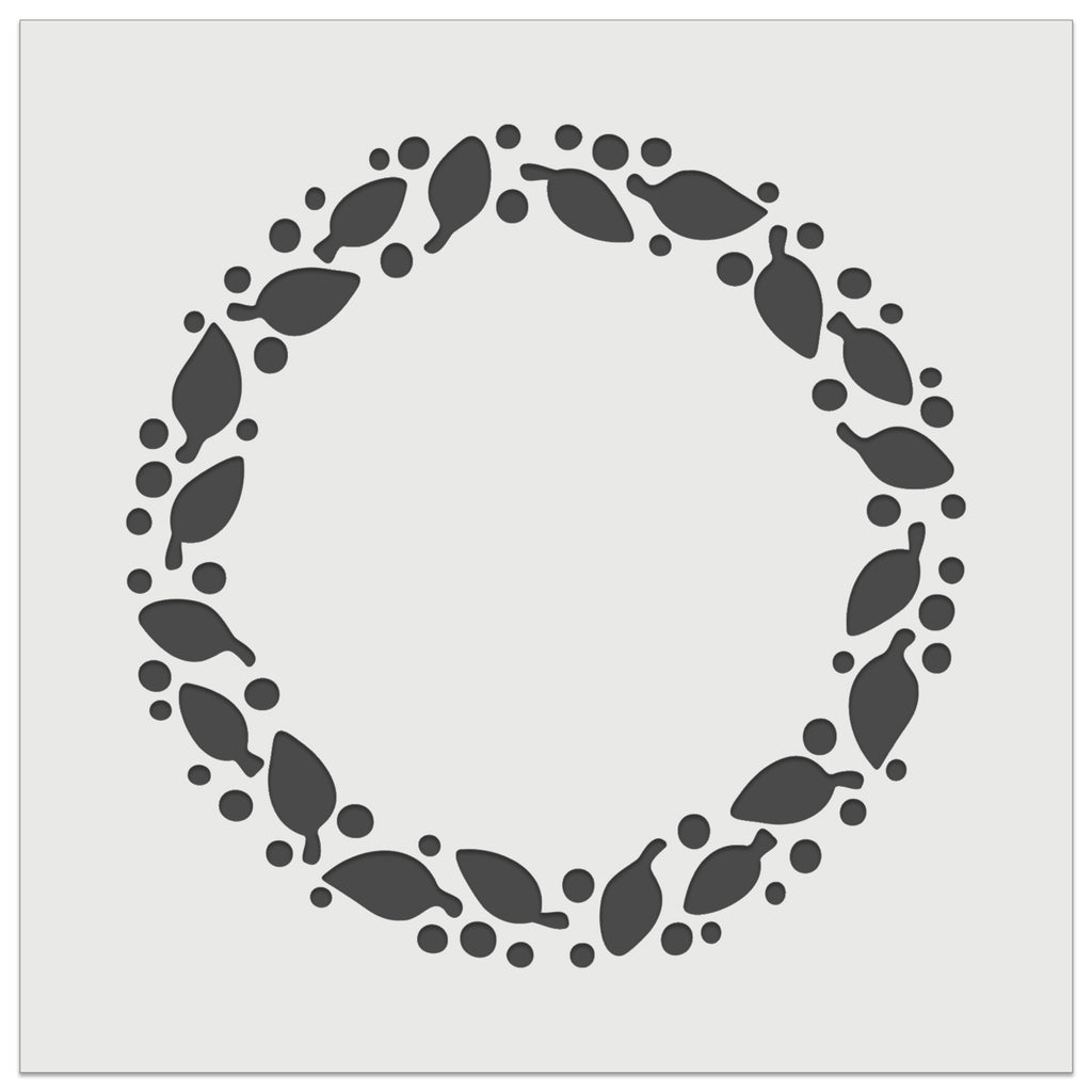 Leaves and Dots Round Border Wall Cookie DIY Craft Reusable Stencil