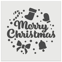 Merry Christmas Holiday Elements Wall Cookie DIY Craft Reusable Stencil