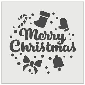 Merry Christmas Holiday Elements Wall Cookie DIY Craft Reusable Stencil