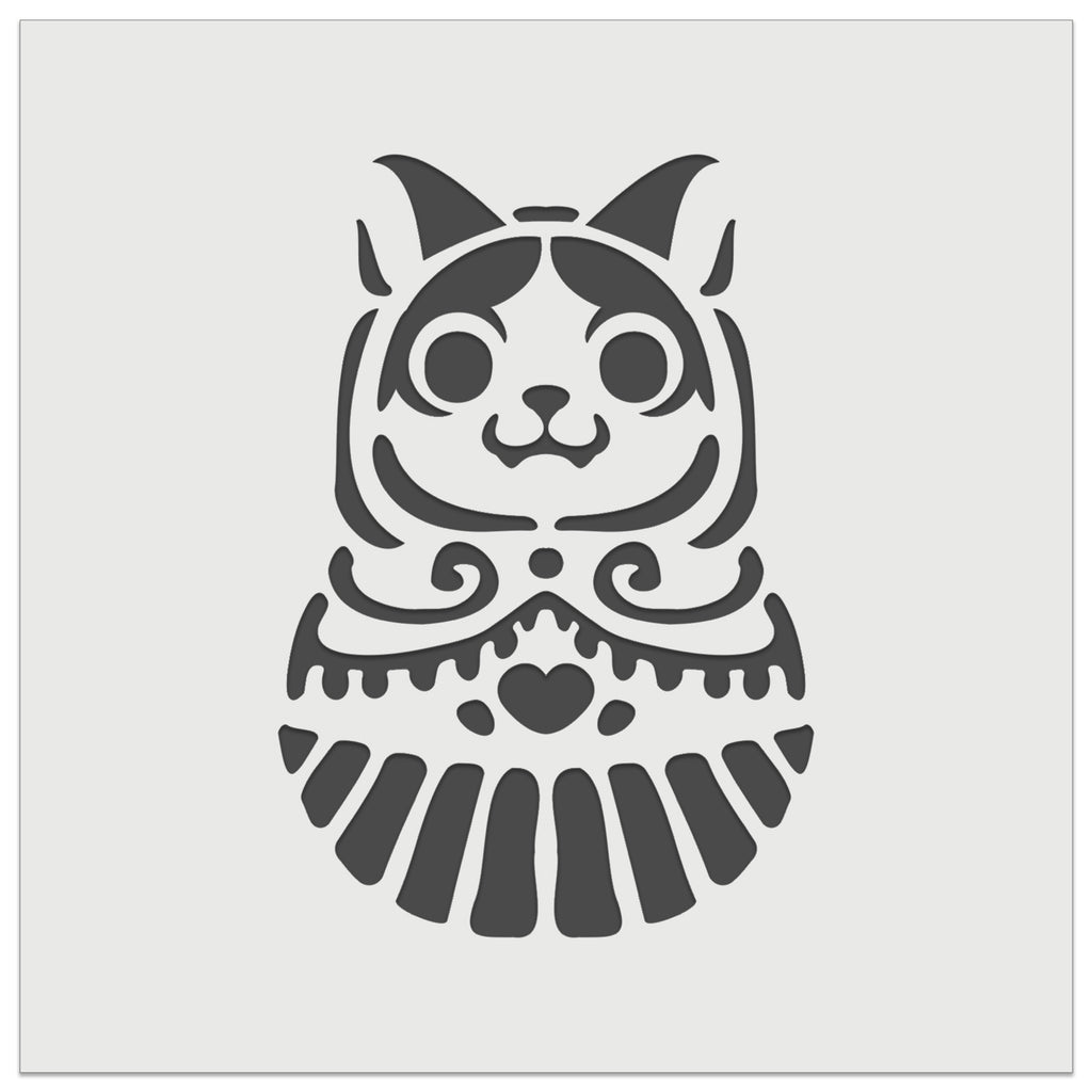 Cat Russian Nesting Doll Matroyshka Babushka Wall Cookie DIY Craft Reusable Stencil