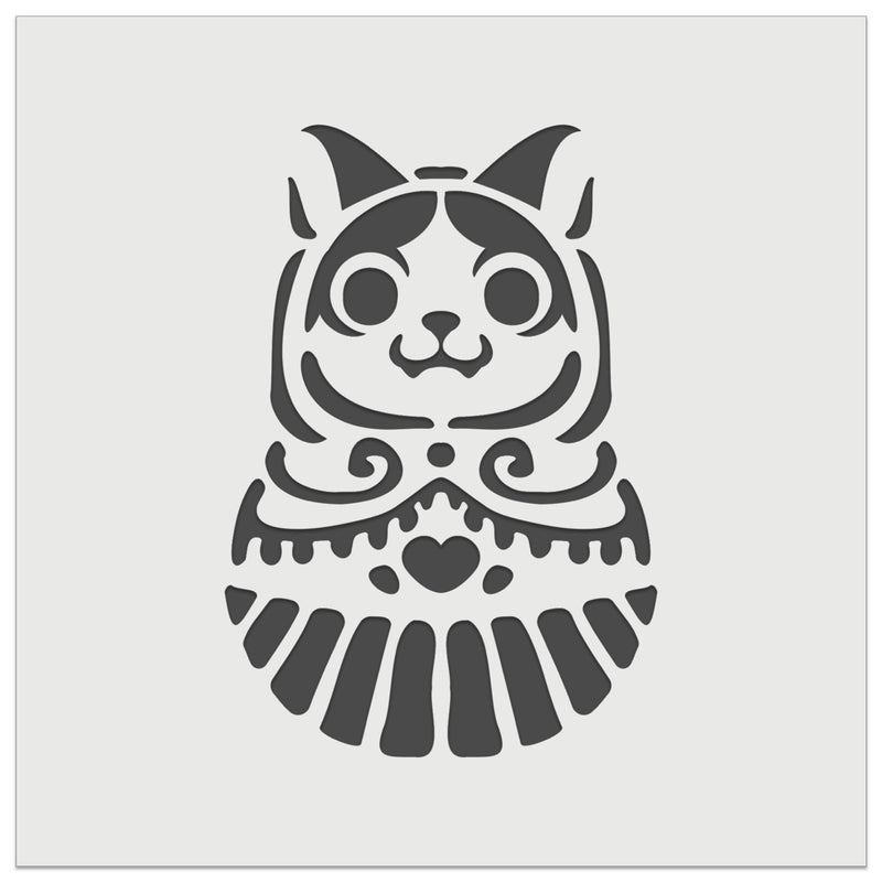 Cat Russian Nesting Doll Matroyshka Babushka Wall Cookie DIY Craft Reusable Stencil