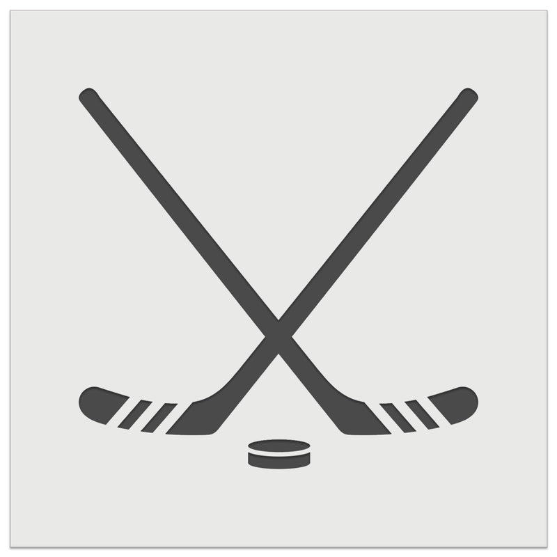 Crossed Hockey Sticks with Puck Wall Cookie DIY Craft Reusable Stencil