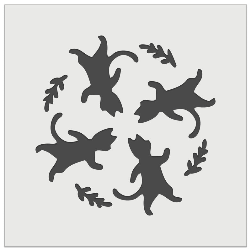 Dancing Walking Cats Pattern Wall Cookie DIY Craft Reusable Stencil