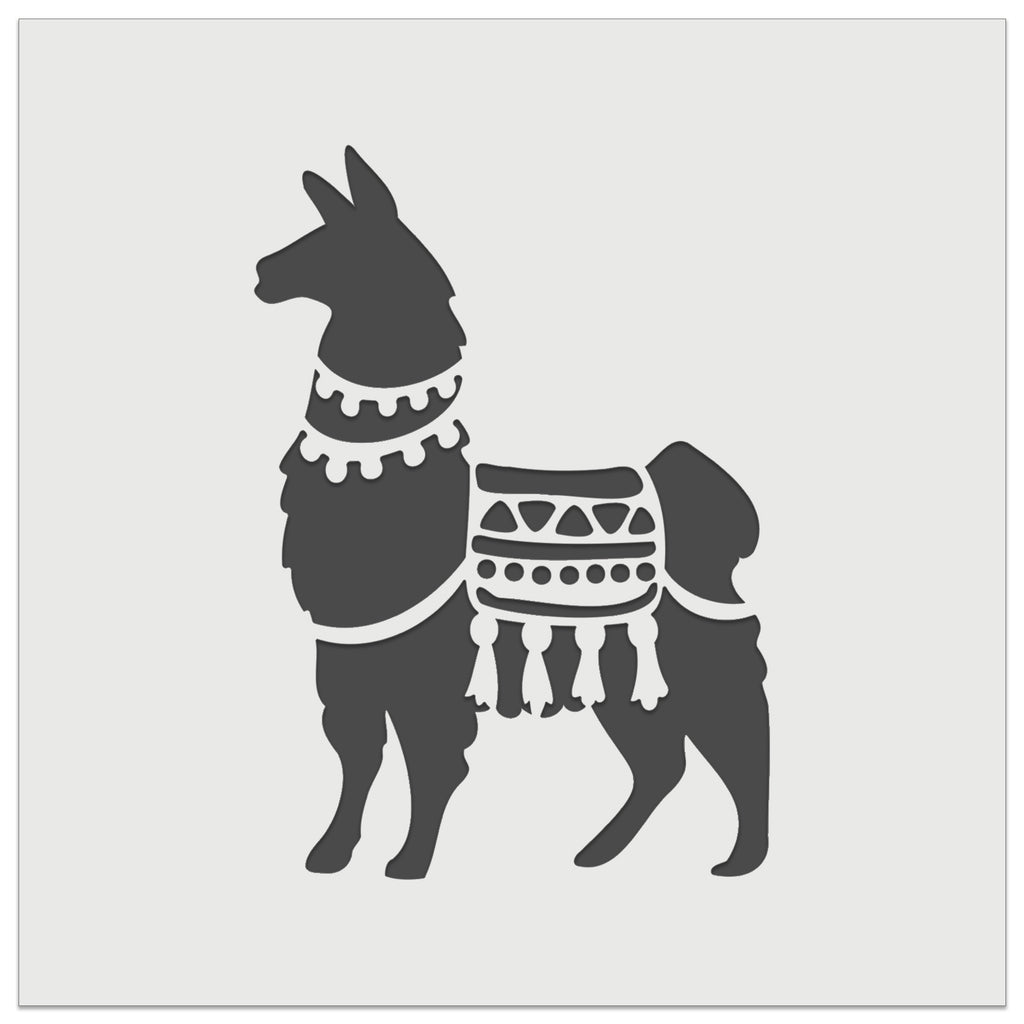 Fancy Llama with Geometric Blanket and Tassels Wall Cookie DIY Craft Reusable Stencil