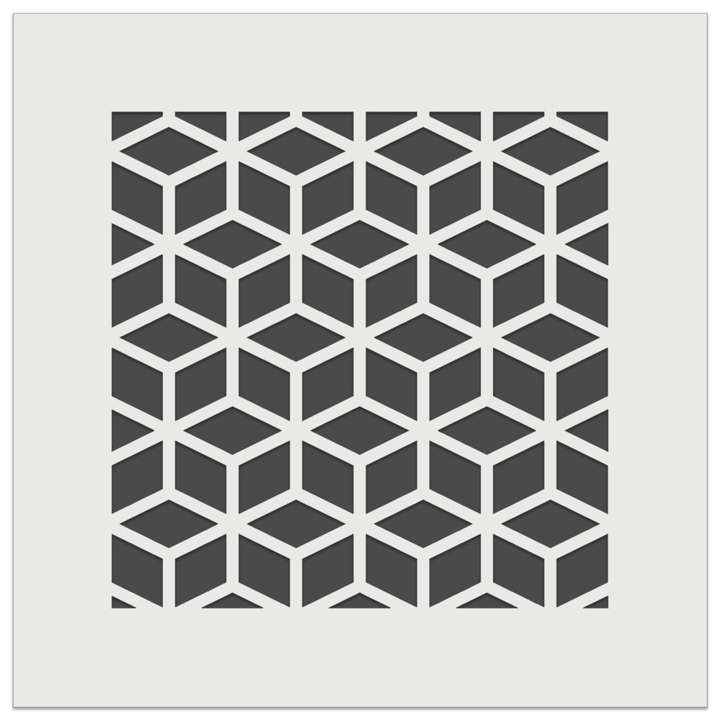 Geometric Cube Optical Illusion Pattern Wall Cookie DIY Craft Reusable Stencil