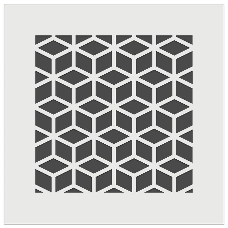 Geometric Cube Optical Illusion Pattern Wall Cookie DIY Craft Reusable Stencil