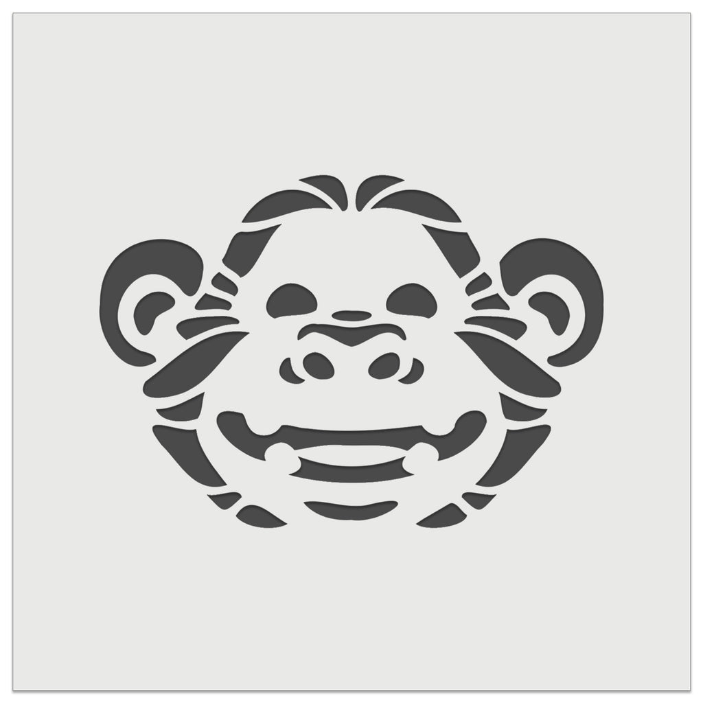 Grinning Chimpanzee Ape Monkey Face Wall Cookie DIY Craft Reusable Stencil