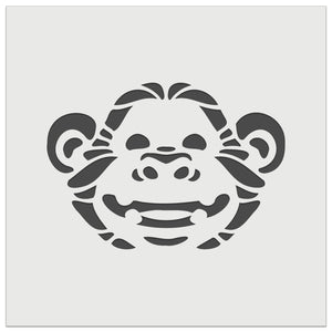 Grinning Chimpanzee Ape Monkey Face Wall Cookie DIY Craft Reusable Stencil