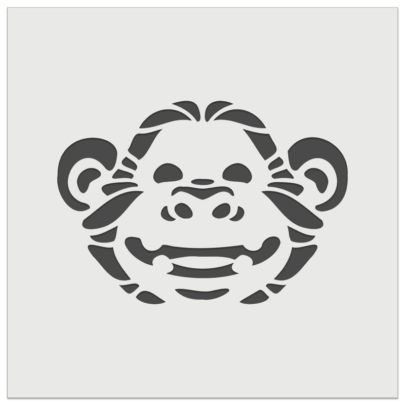 Grinning Chimpanzee Ape Monkey Face Wall Cookie DIY Craft Reusable Stencil