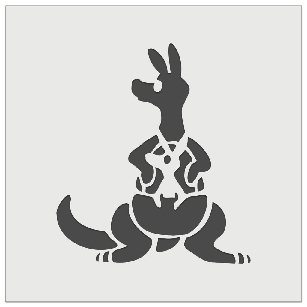 Kangaroo Mother with Baby Joey in Pouch Pocket Wall Cookie DIY Craft Reusable Stencil