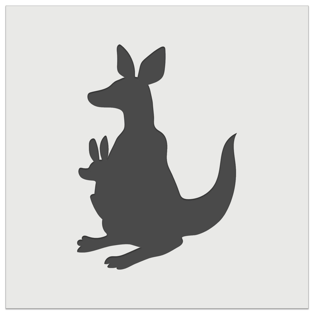 Kangaroo Mother with Baby Joey Silhouette Wall Cookie DIY Craft Reusable Stencil