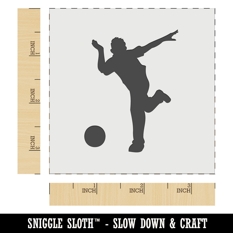 Man Bowler Bowling Ball Front View Wall Cookie DIY Craft Reusable Stencil