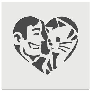 Man with Cat Kitten Pet in Heart Wall Cookie DIY Craft Reusable Stencil