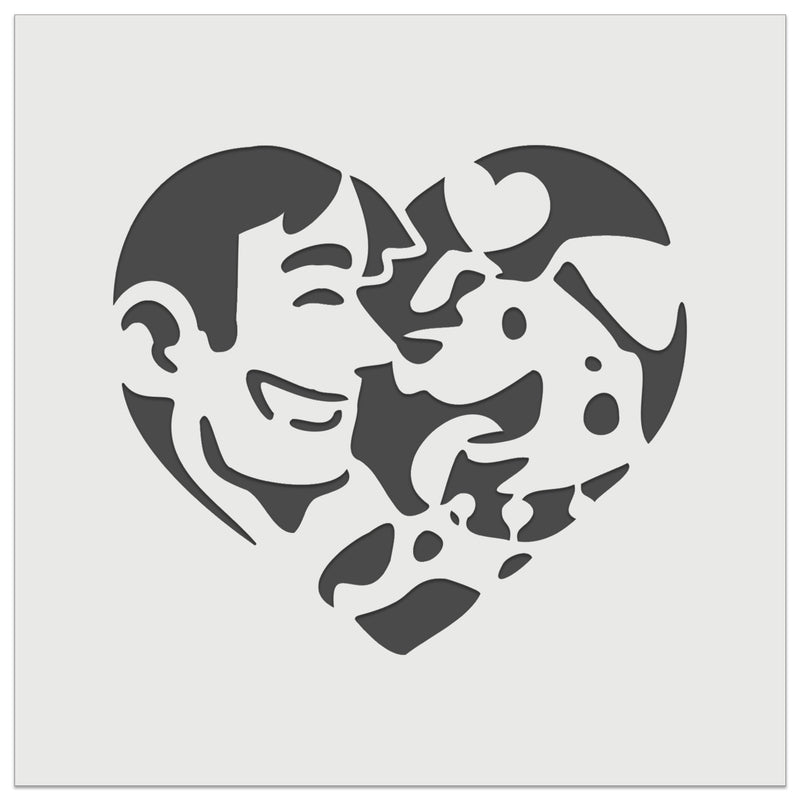 Man with Dog Puppy Pet in Heart Wall Cookie DIY Craft Reusable Stencil