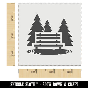 National Park Bench with Pine Trees and Grass Wall Cookie DIY Craft Reusable Stencil