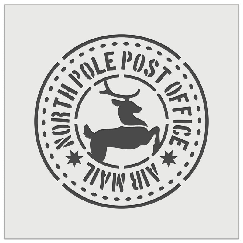 North Pole Post Office Air Mail Post Mark Christmas Reindeer Wall Cookie DIY Craft Reusable Stencil