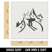 Skier Skiing Down Mountain Slopes Wall Cookie DIY Craft Reusable Stencil