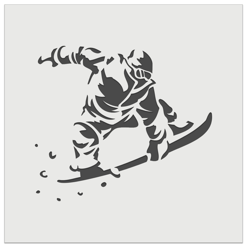 Snowboarder Jumping Flying Through Air Wall Cookie DIY Craft Reusable Stencil