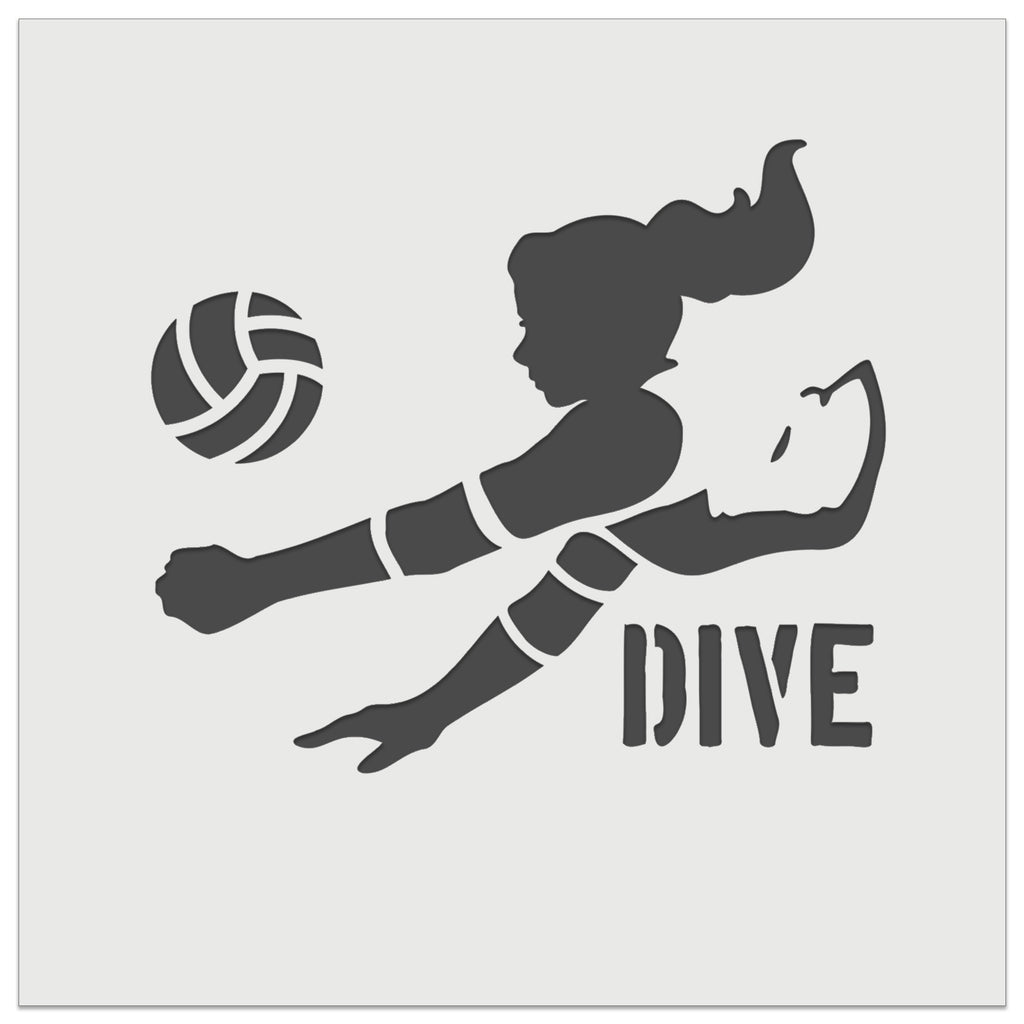 Volleyball Woman Dive Sports Move Wall Cookie DIY Craft Reusable Stencil