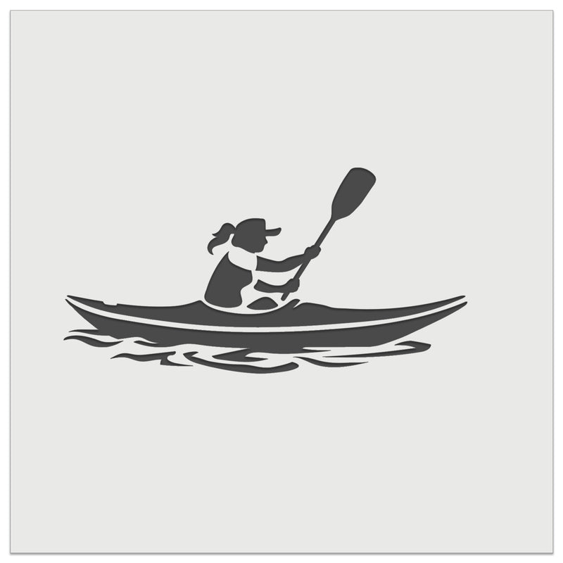 Woman Paddling Kayak Side View Wall Cookie DIY Craft Reusable Stencil