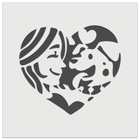 Woman with Dog Puppy Pet in Heart Wall Cookie DIY Craft Reusable Stencil