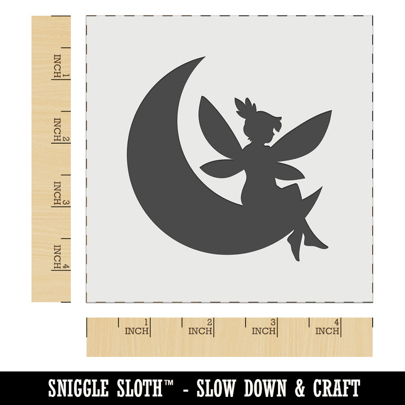 Fairy With Butterfly Wings Sitting on Moon Fantasy Wall Cookie DIY Craft Reusable Stencil
