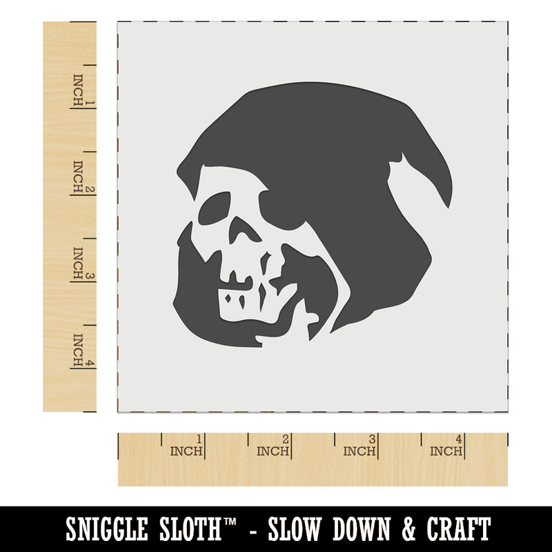 Grim Reaper Death Skeleton Hooded Head Halloween Wall Cookie DIY Craft Reusable Stencil