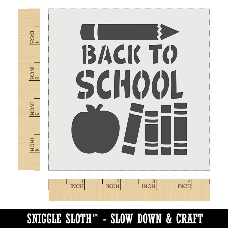 Back to School Pencil Apple Books Wall Cookie DIY Craft Reusable Stencil
