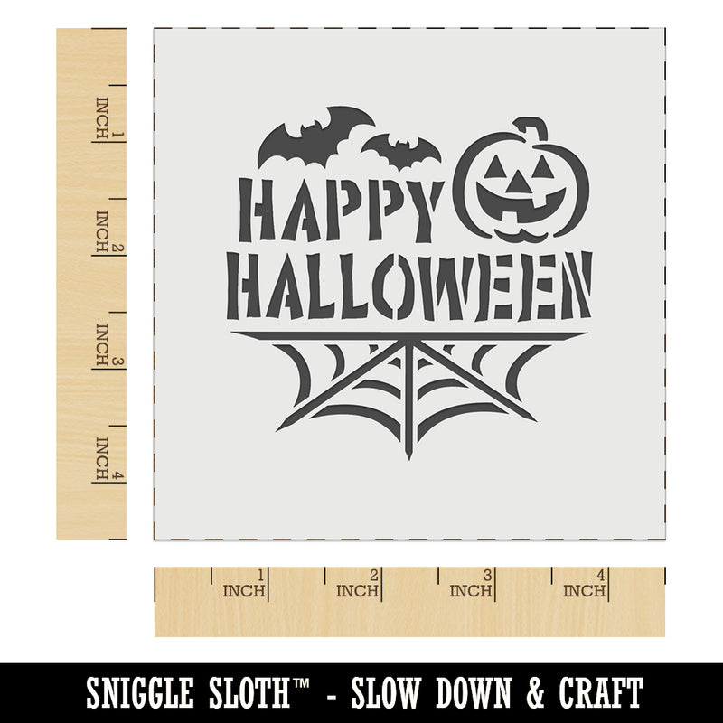 Happy Halloween Bats Spider Web Jack-O'-Lantern  Wall Cookie DIY Craft Reusable Stencil