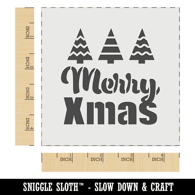 Merry Xmas Christmas Trees Wall Cookie DIY Craft Reusable Stencil